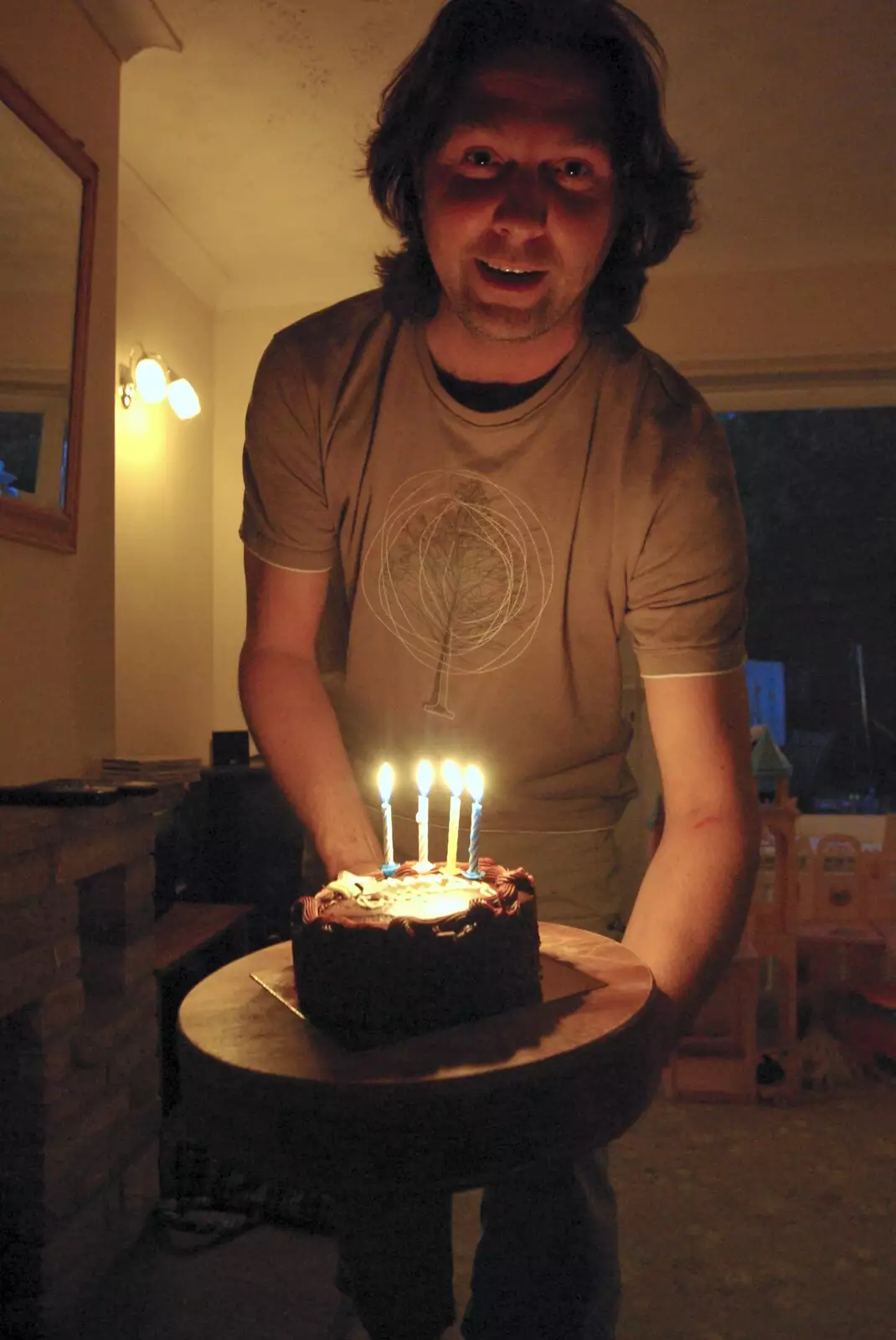 Sean whips out a surprise birthday cake, from Nosher's Birthday Trip, New Milton, Hampshire - 26th May 2007