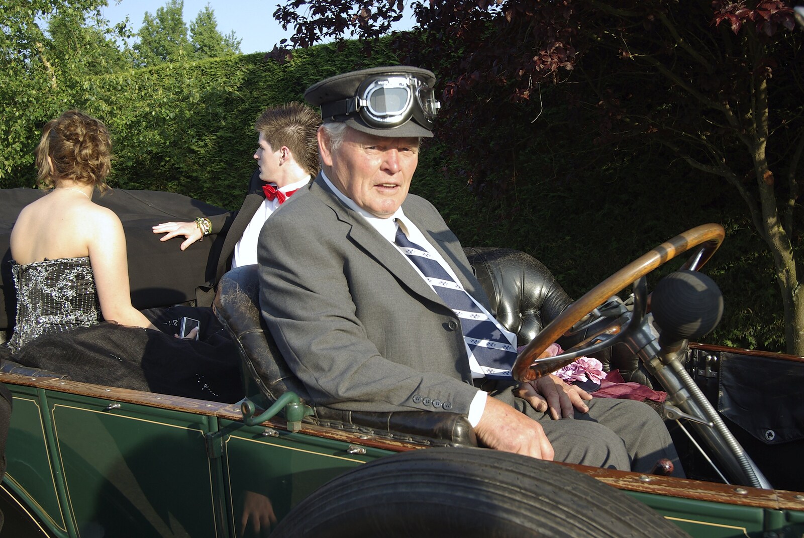 The BBs and Diss High School Leavers 07, Banham, Norfolk - 2nd June 2007: Jo's dad behind the wheel of the 1912 Cadillac