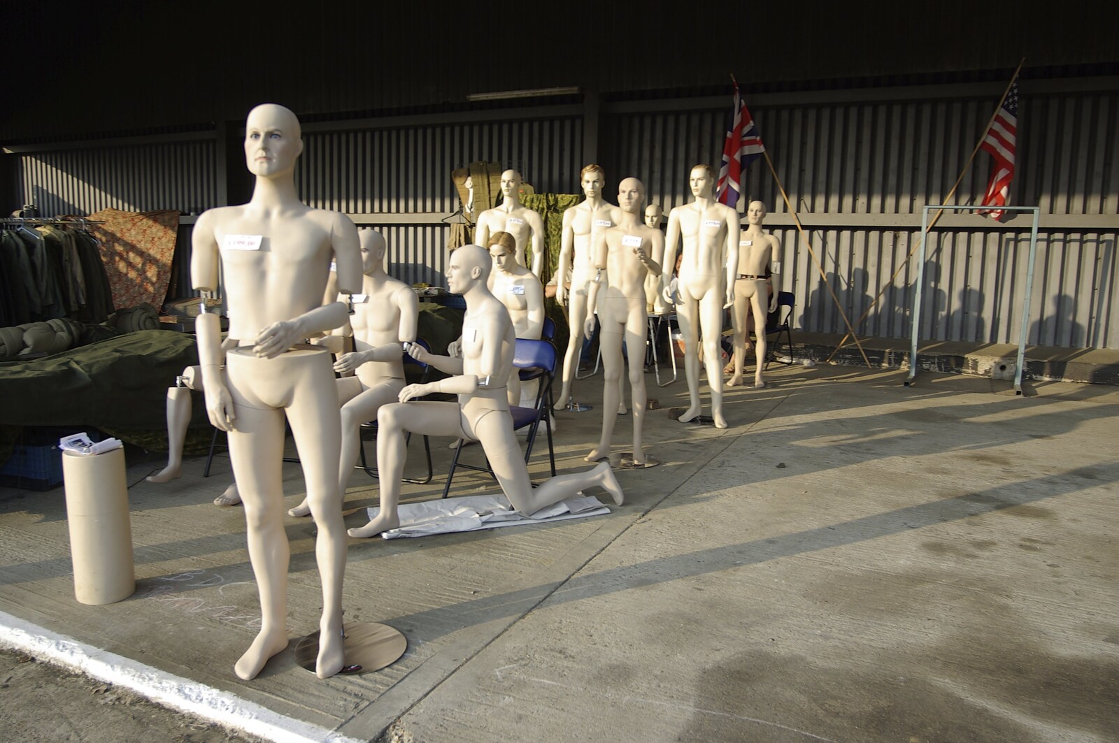 A 1940s Airfield Hangar Dance, Debach, Suffolk - 9th June 2007: In a nearby shed, the bizarre sight of lots of naked male mannequins
