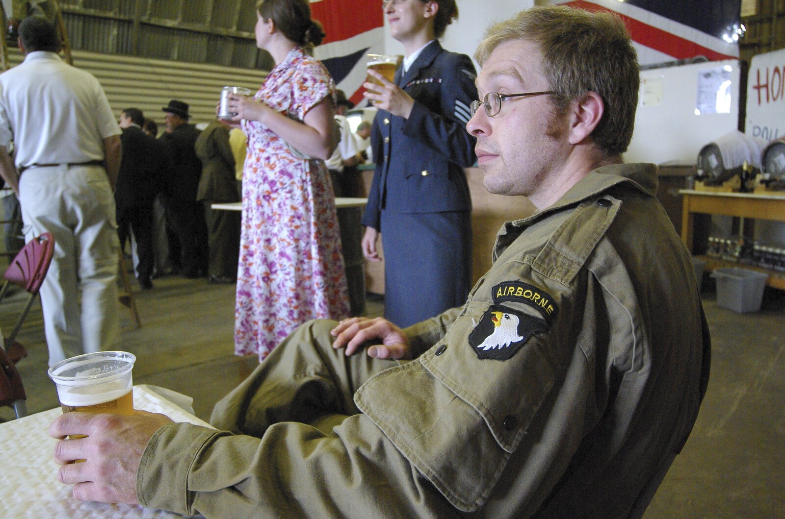 A 1940s Airfield Hangar Dance, Debach, Suffolk - 9th June 2007: Marc looks on, with beer in hand