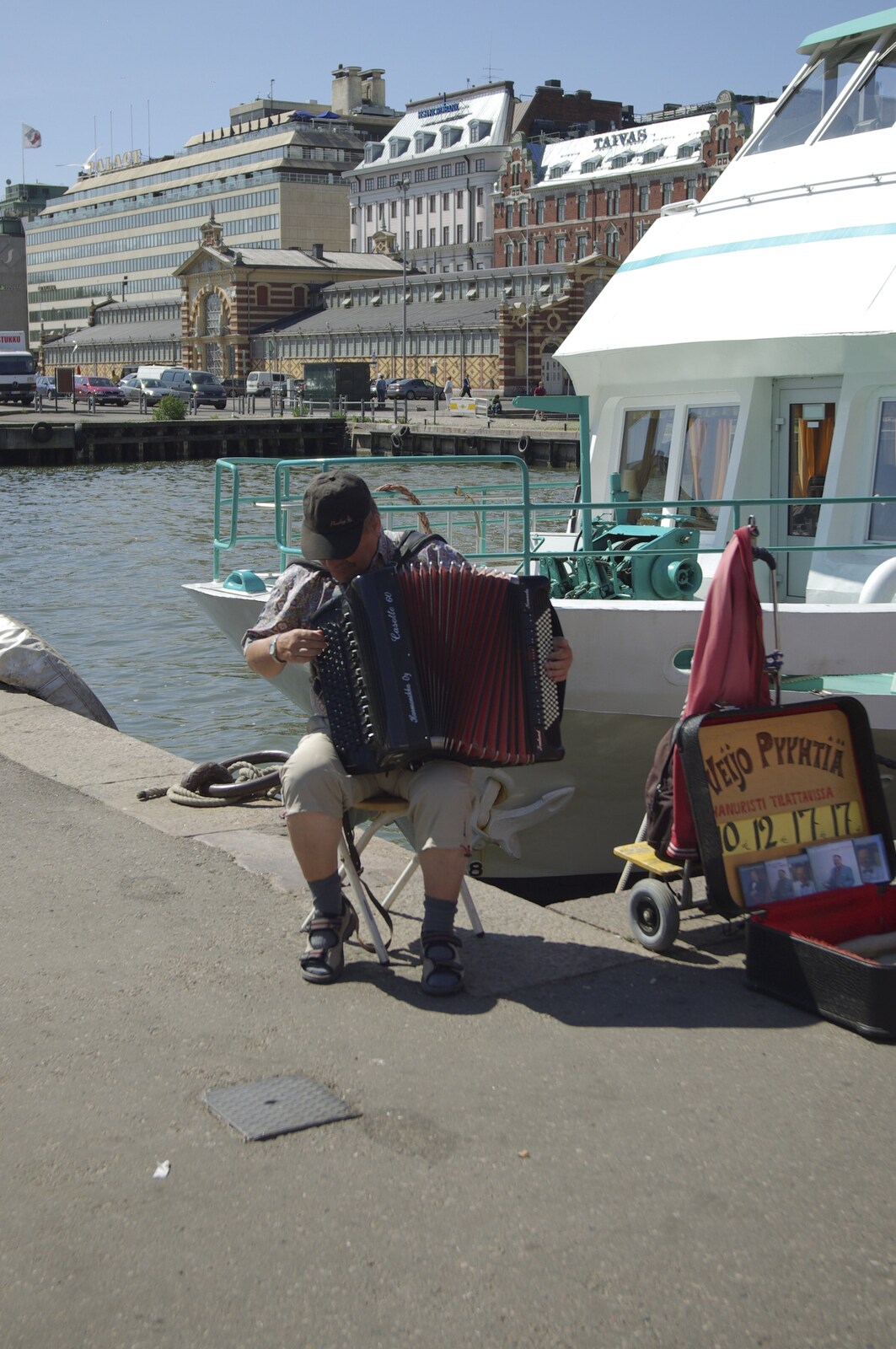 Genesis in Concert, and Suomenlinna, Helsinki, Finland - 11th June 2007: A dude plays accordion near the harbour