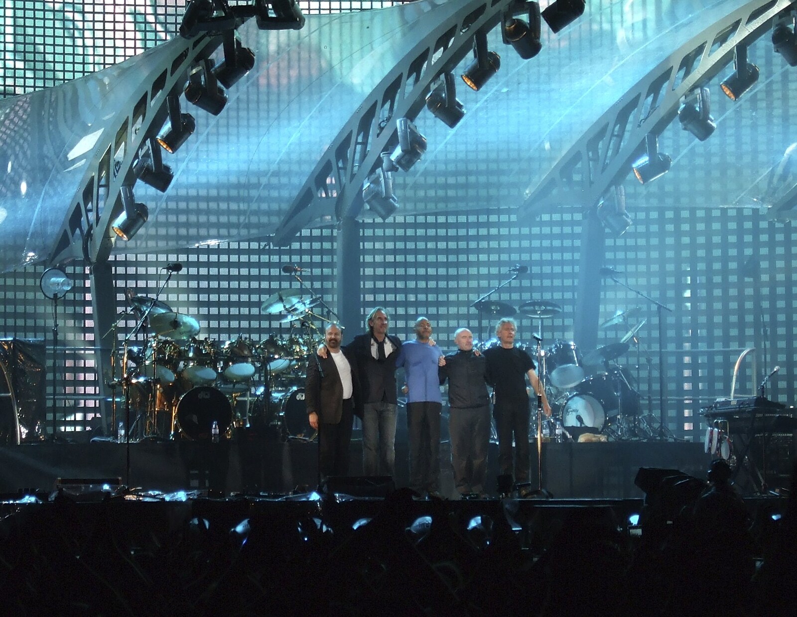 The band bow for the applause of 45,000 fans from Genesis Live at Parc Des Princes, Paris, France - 30th June 2007