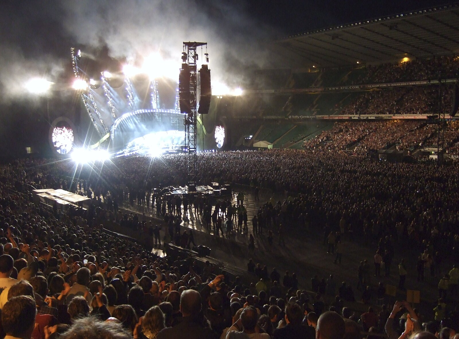 Genesis Live at Twickenham, and Music on Parker's Piece, London and Cambridge - 8th July 2007: The stadium fills with smoke and light