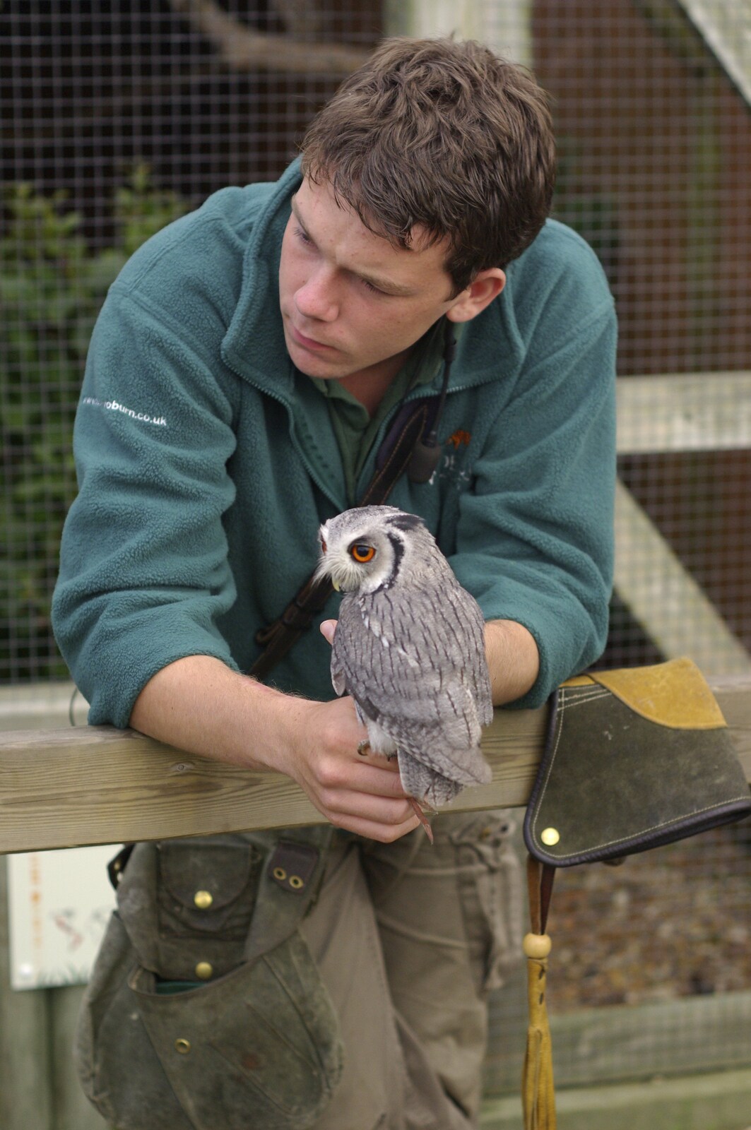 The owl guy waits with an owl from The BBs in a Garden, and a Qualcomm Safari, Woburn, Bedfordshire - 22nd July 2007