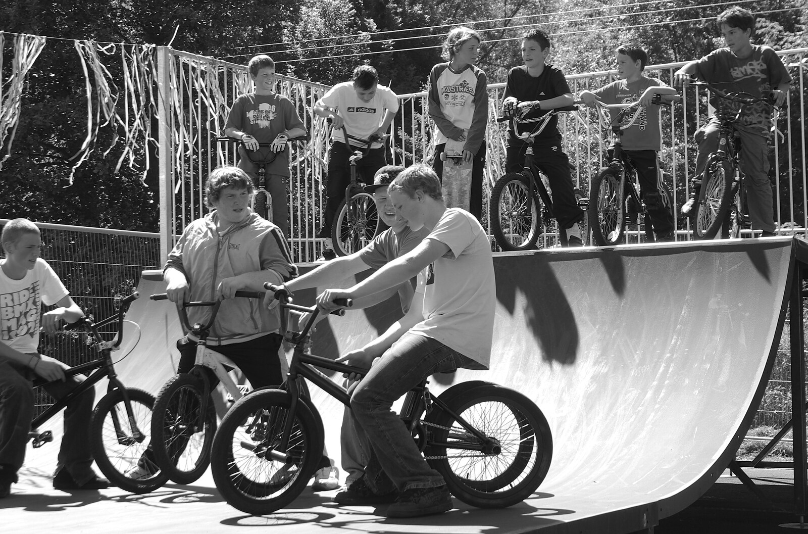 The Opening of Eye Skateboard Park, and The BBs at Cotton, Suffolk - 5th August 2007: A whole group of bikers