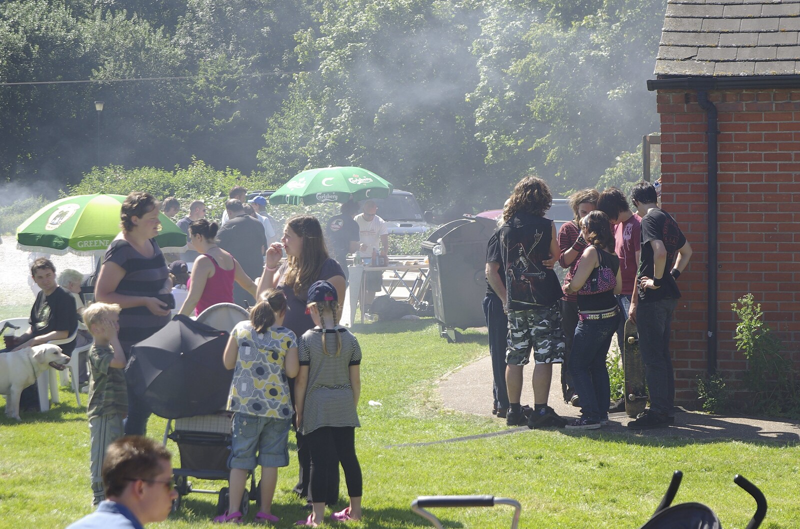 The Opening of Eye Skateboard Park, and The BBs at Cotton, Suffolk - 5th August 2007: Barbeque smoke drifts over the Town Moors