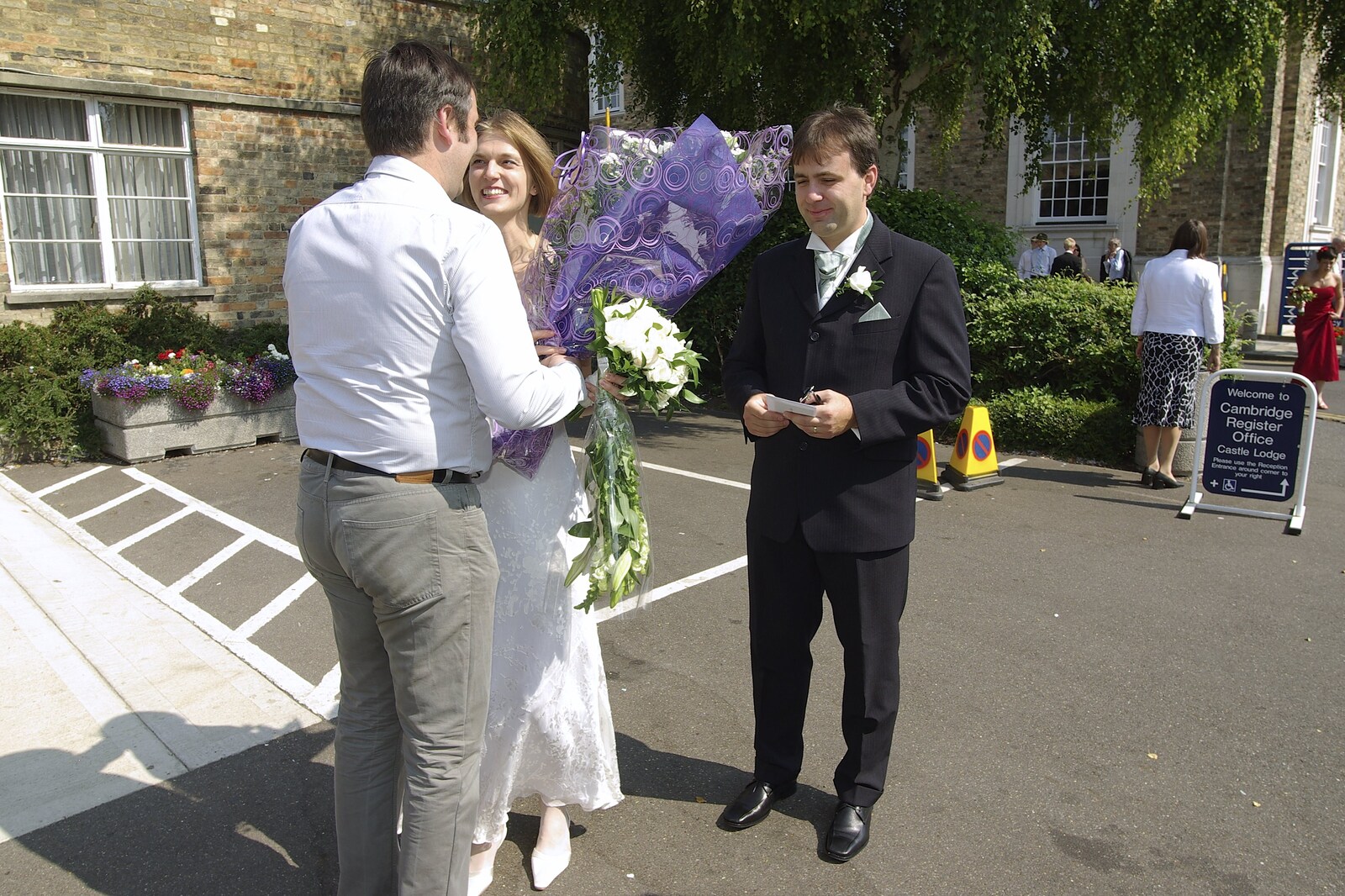 Liviu and Christina's Wedding Day, Babraham, Cambridge - 11th August 2007: The couple greet the guests