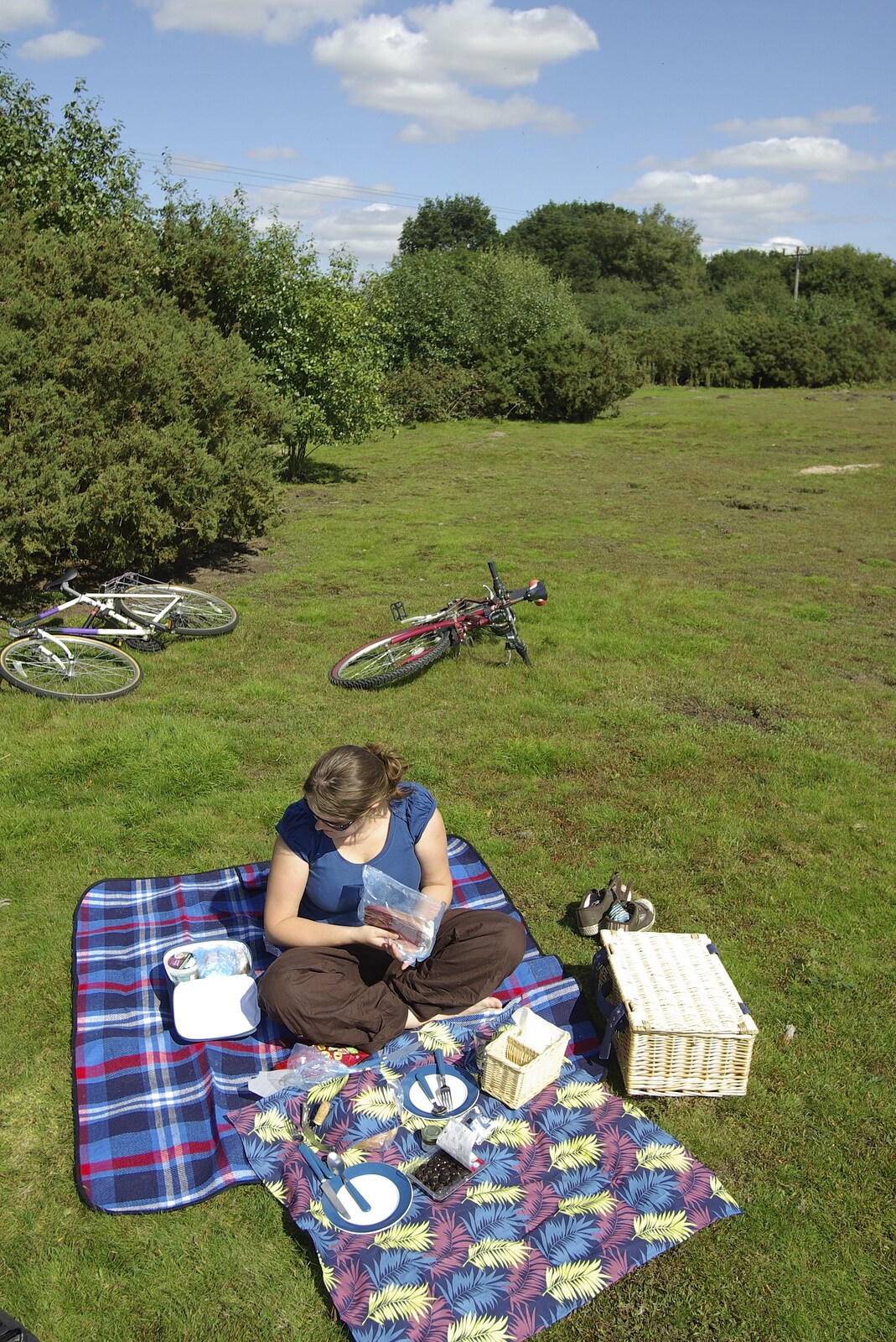 A Picnic on The Ling, Wortham, Suffolk - 26th August 2007: Picnic blankets and bikes