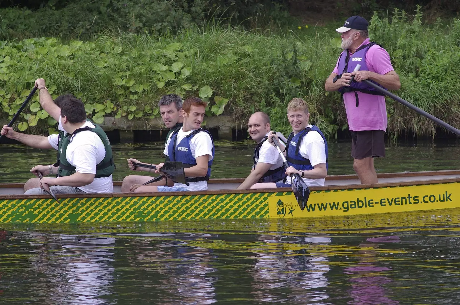 John, Francis and Steve look over, from Qualcomm's Dragon-Boat Racing, Fen Ditton, Cambridge - 8th September 2007