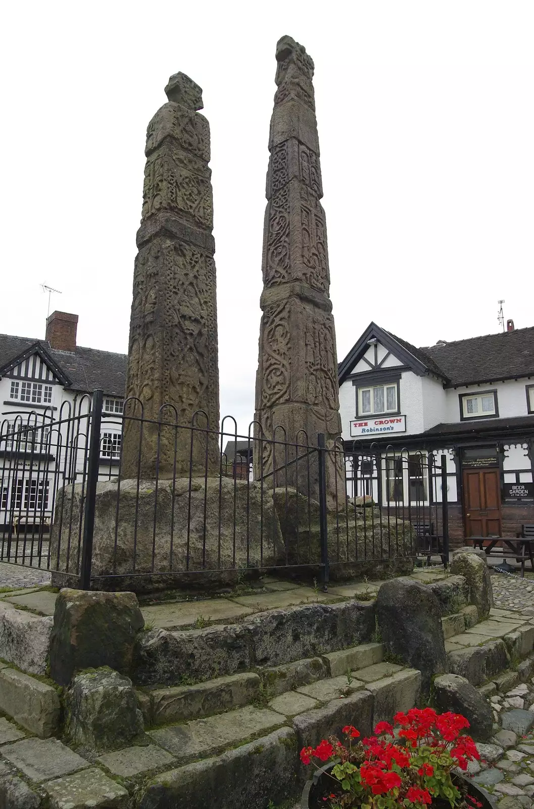 The 9th Century Saxon Crosses in the market place, Sandbach, from A Road Trip to Ireland Via Sandbach and Conwy, Cheshire and Wales - 21st September 2007