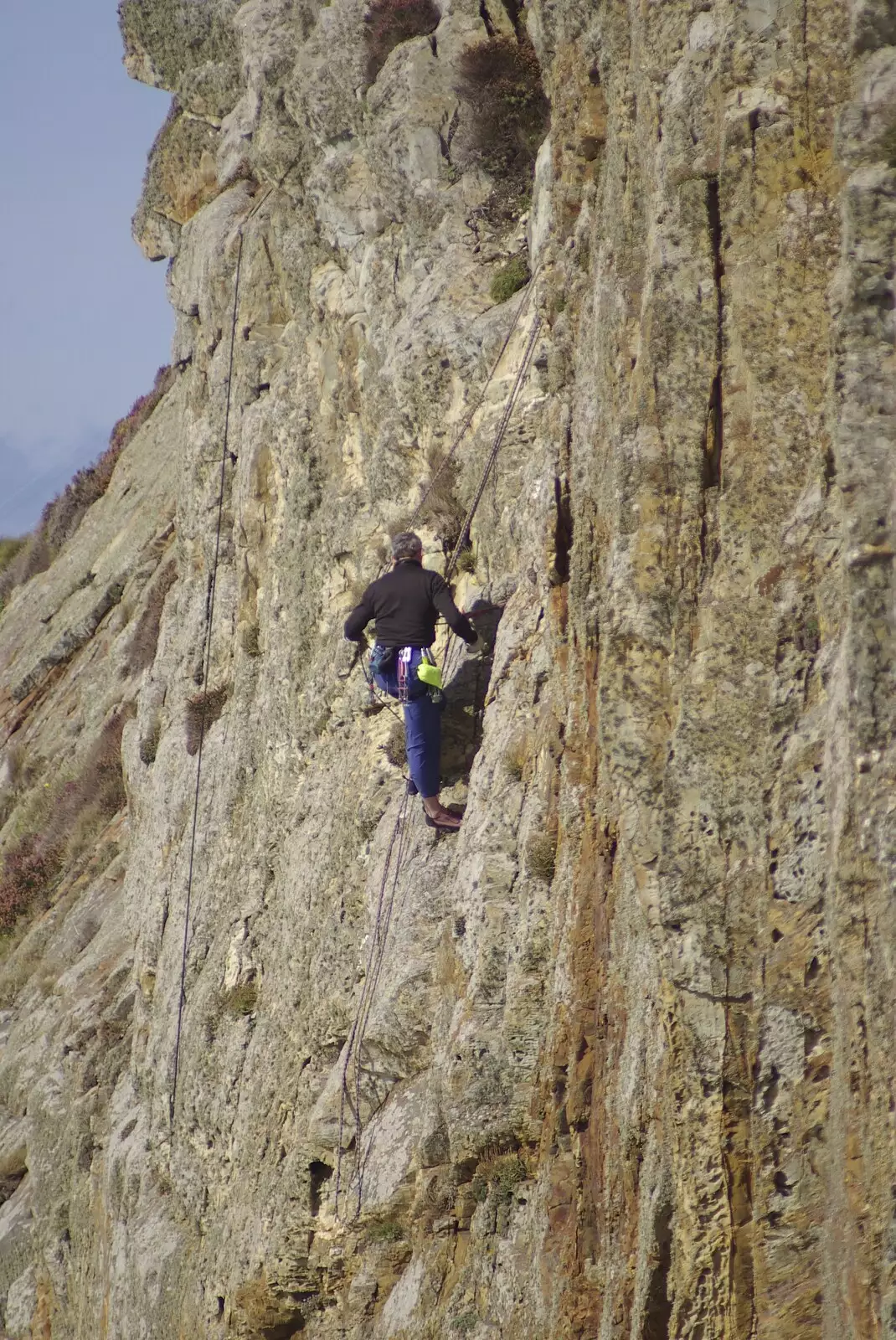 Some dude does a bit of rock climbing, from A Road Trip to Ireland Via Sandbach and Conwy, Cheshire and Wales - 21st September 2007