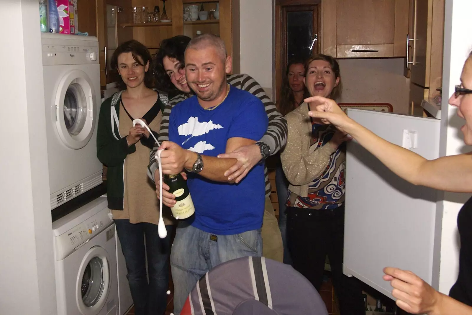 Champagne is popped, from 30th Birthday Party in Kilkee, County Clare, Ireland - 22nd September 2007