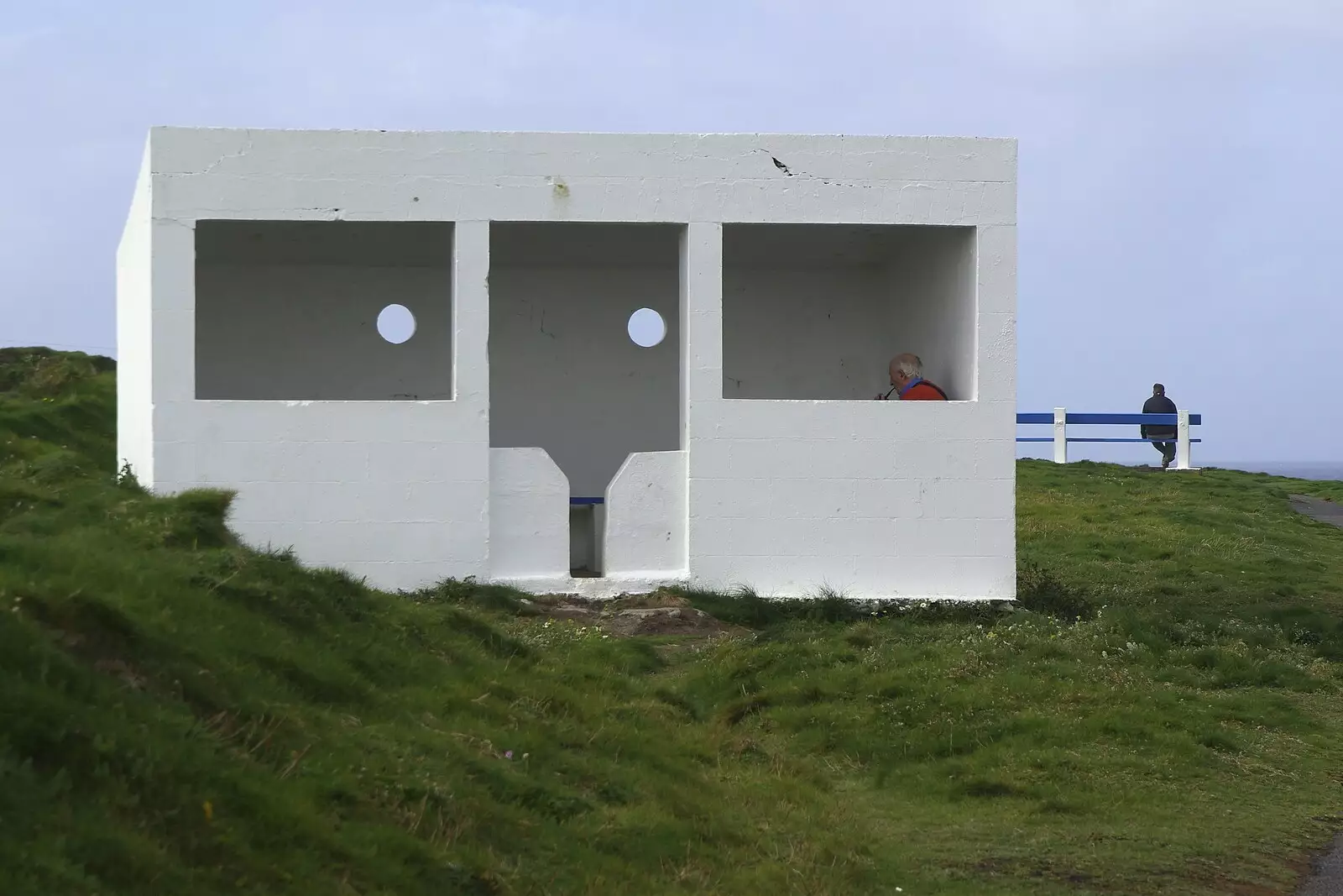 An old dude contemplates life and his pipe in a concrete shelter, from 30th Birthday Party in Kilkee, County Clare, Ireland - 22nd September 2007