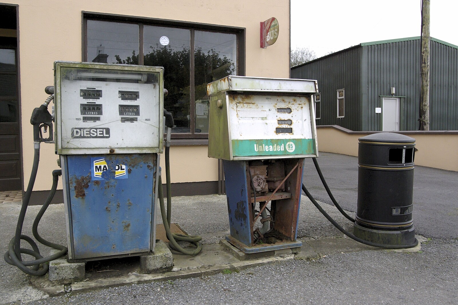 Kilkee to Galway, Connacht, Ireland - 23rd September 2007: Derelict petrol pumps near Kilkee