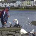 Some dude feeds the swans, Kilkee to Galway, Connacht, Ireland - 23rd September 2007