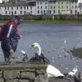 Some dude feeds the swans, Kilkee to Galway, Connacht, Ireland - 23rd September 2007