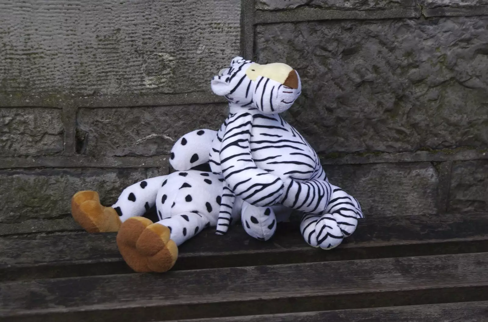 Sad: lost or abandoned stuffed animals on a bench, from Kilkee to Galway, Connacht, Ireland - 23rd September 2007