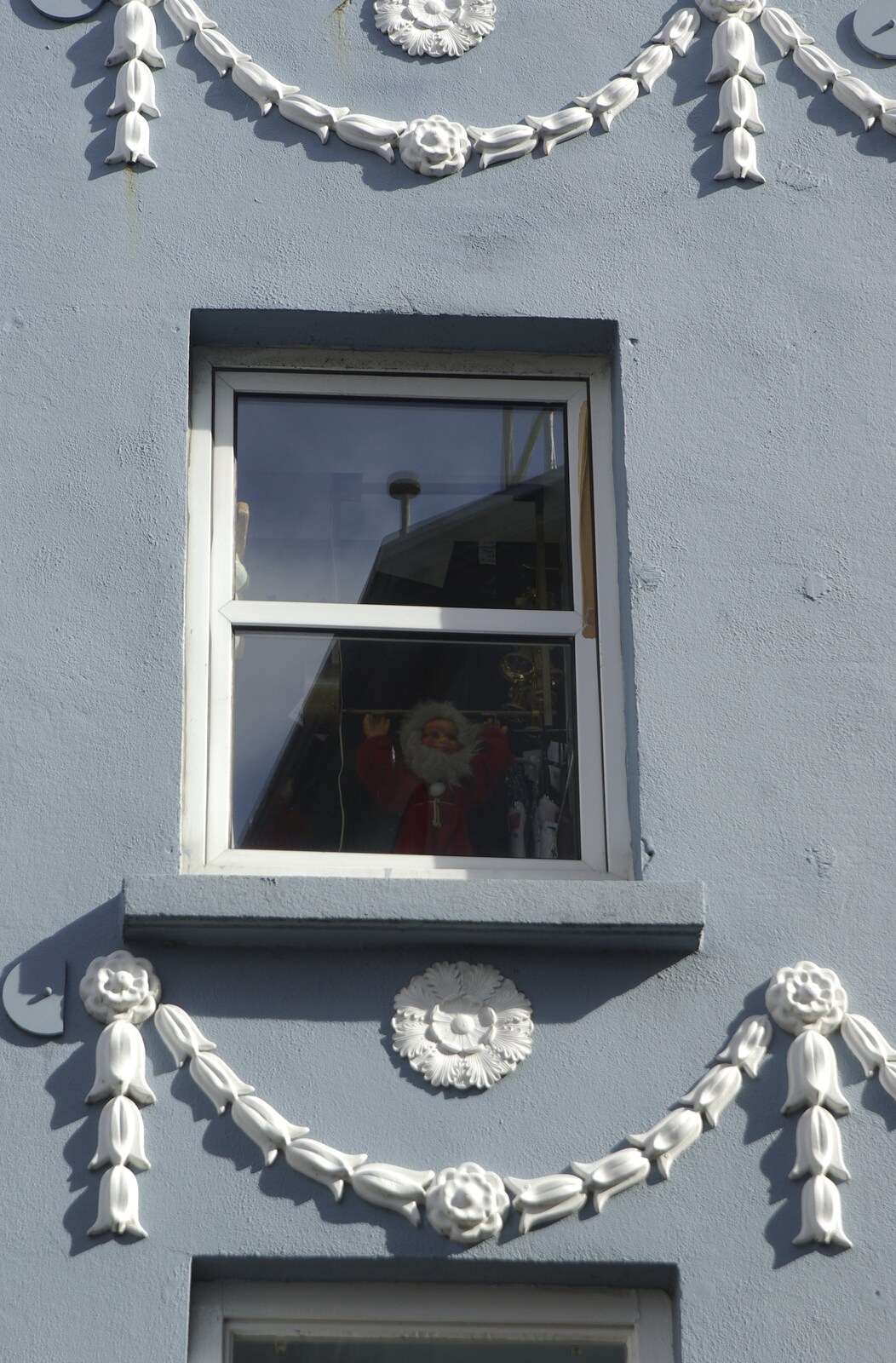 Kilkee to Galway, Connacht, Ireland - 23rd September 2007: A Santa looks out of a window