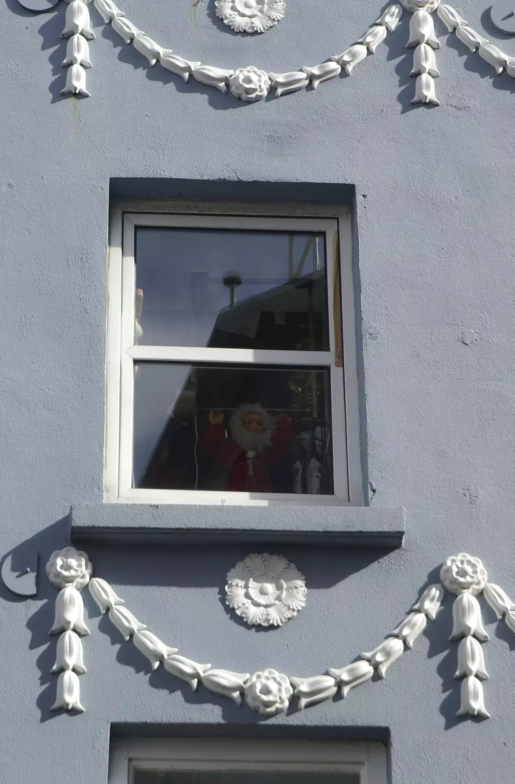 A Santa looks out of a window, from Kilkee to Galway, Connacht, Ireland - 23rd September 2007