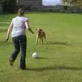 Isobel lines up to kick a ball for Oscar to chase, Blackrock and Dublin, Ireland - 24th September 2007