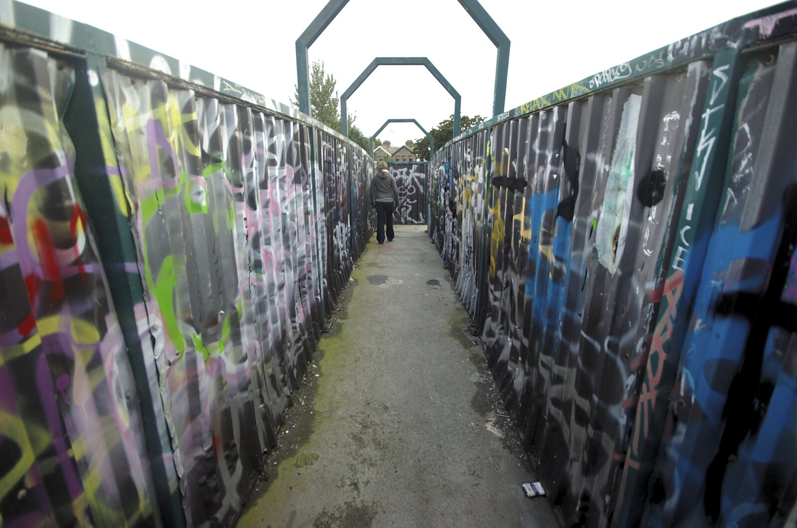Blackrock and Dublin, Ireland - 24th September 2007: The oft-photographed 'graffiti bridge' over the DART railway