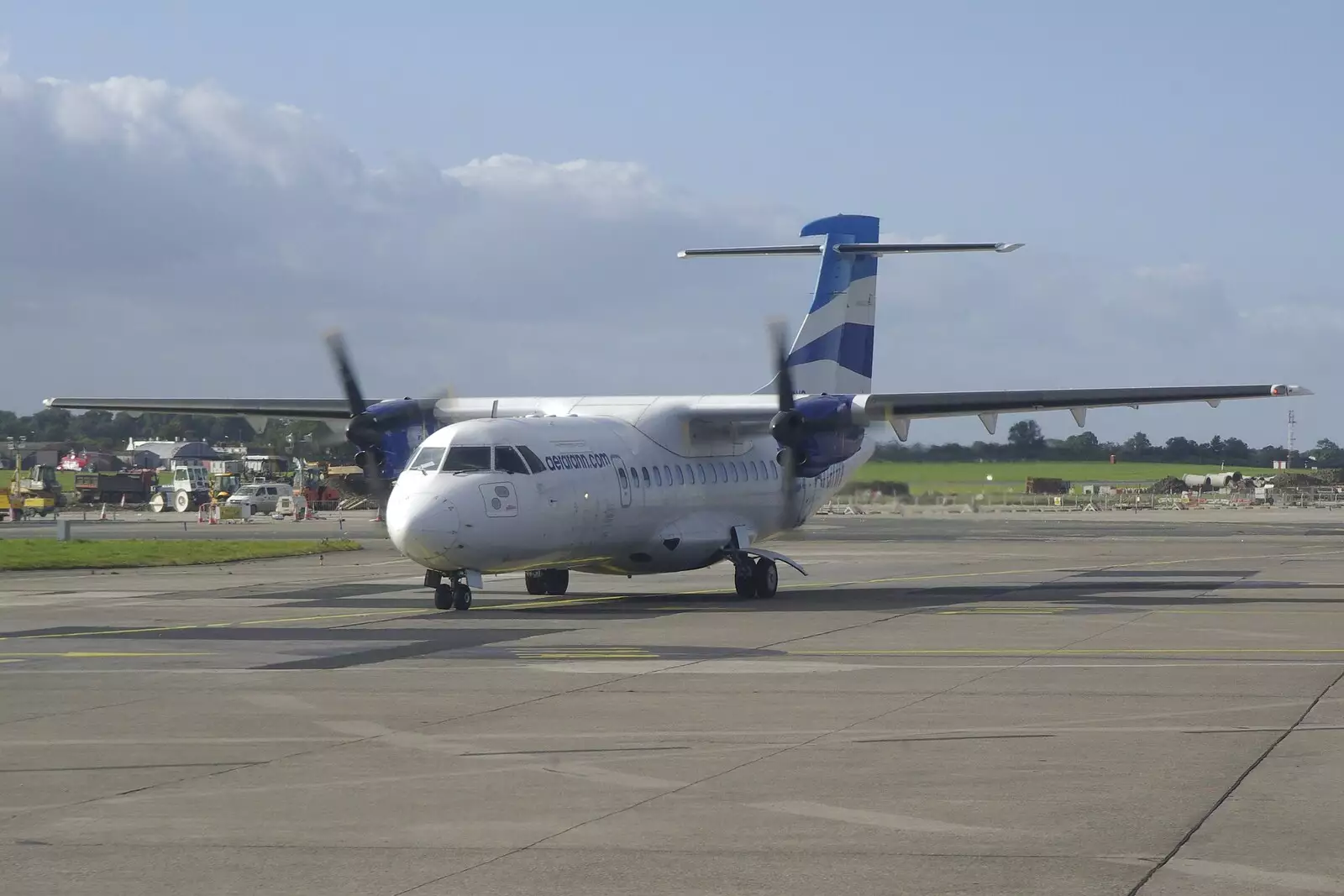 An Aerarann Dash-8 taxis around, from Blackrock and Dublin, Ireland - 24th September 2007