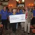 A cycle club group shot with the cheque, A BSCC Presentation, and Matt's Wedding Reception, Solihull - 6th October 2007