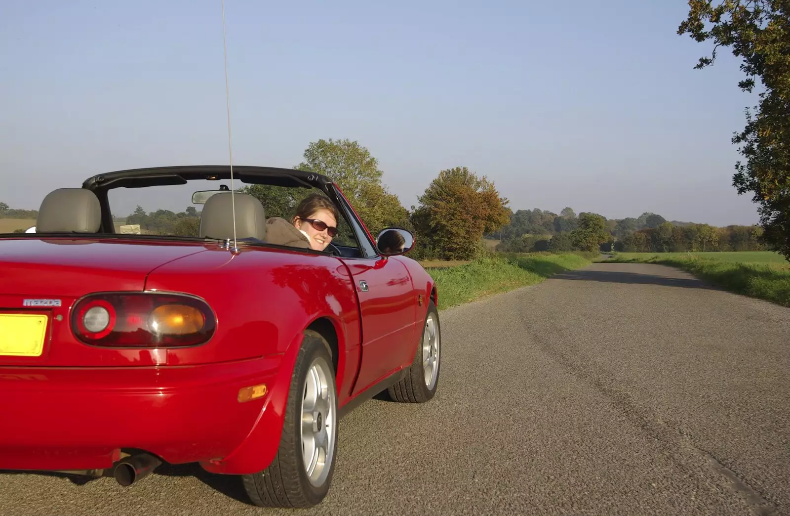 Isobel looks ready to speed off, from A Road Trip in an MX-5, and Athlete at the UEA, Lavenham and Norwich - 14th October 2007