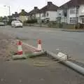 A destroyed traffic-light post on Coldham's Lane, Coldham's Traffic Light Destruction, and a Trip to the Pier, Cambridge and Southwold - 21st October 2007