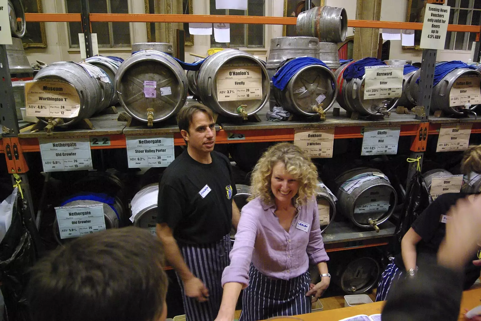 Volunteer bar workers, from The Brome Swan at the 30th Norwich Beer Festival, Norfolk - 24th October 2007