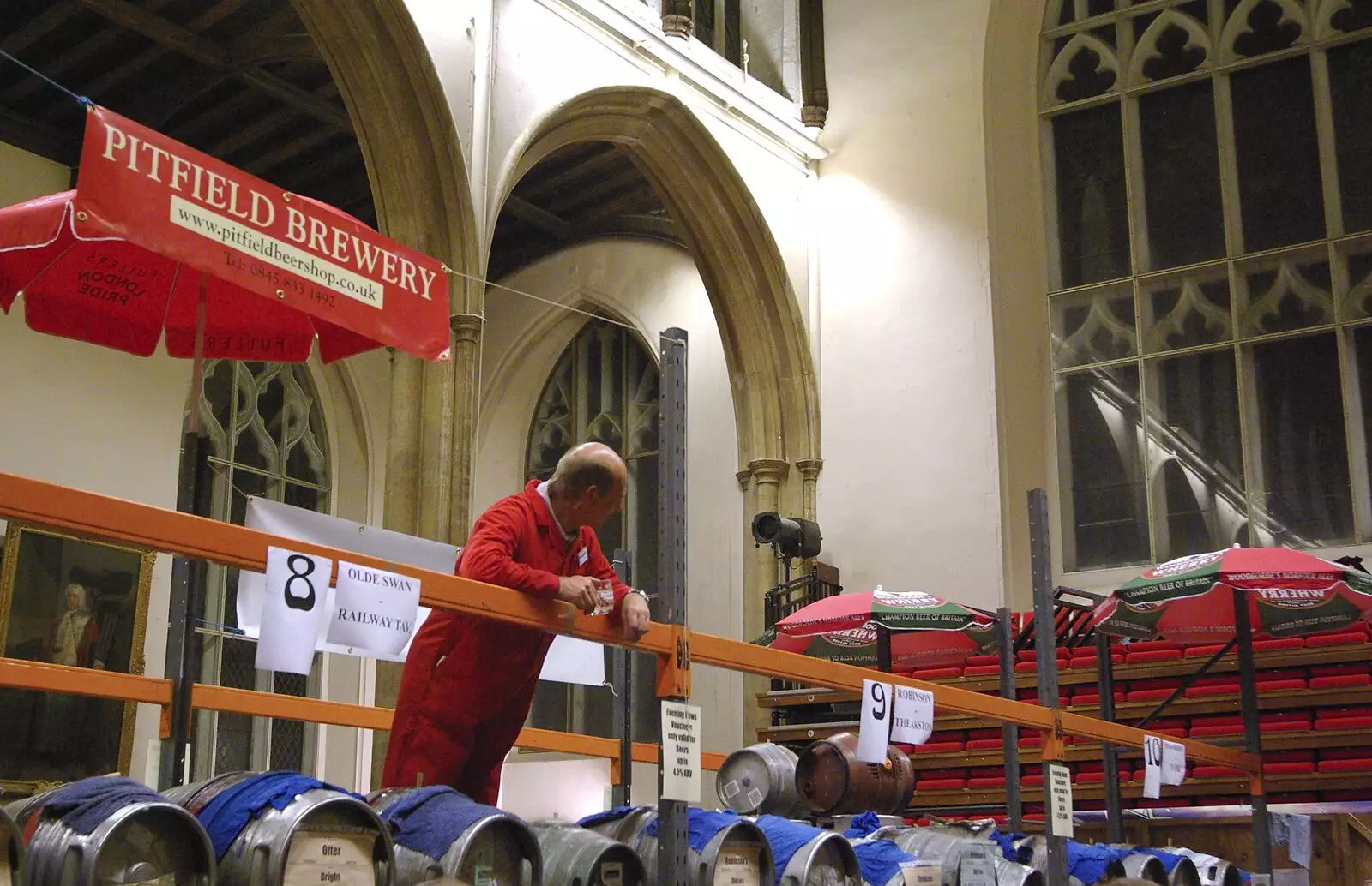 A beer-meister watches his charges, from The Brome Swan at the 30th Norwich Beer Festival, Norfolk - 24th October 2007