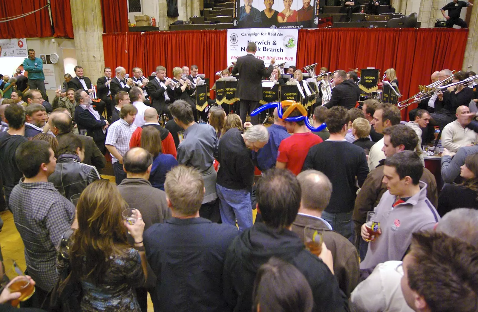 Crowds and the silver band, from The Brome Swan at the 30th Norwich Beer Festival, Norfolk - 24th October 2007