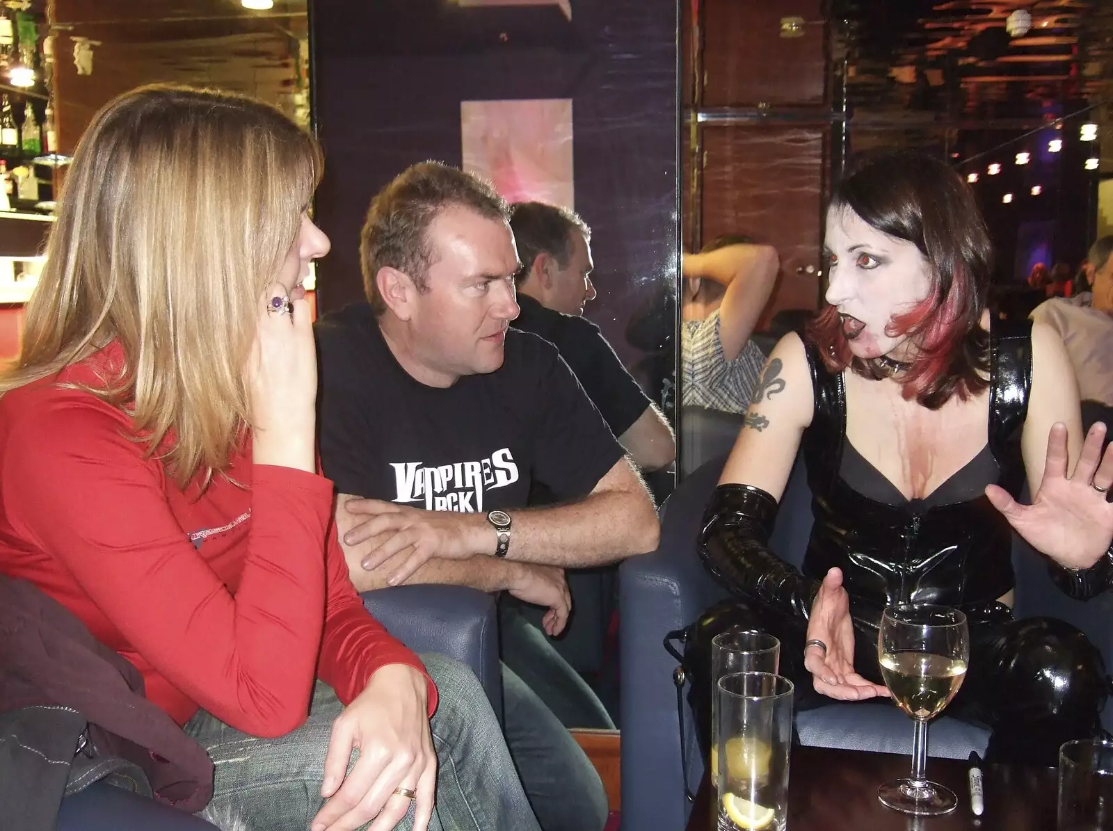 Hell Mary chats with Janet and James, from Hell Mary and Vampires Rock, Broadway Theatre, Peterborough - 26th October 2007