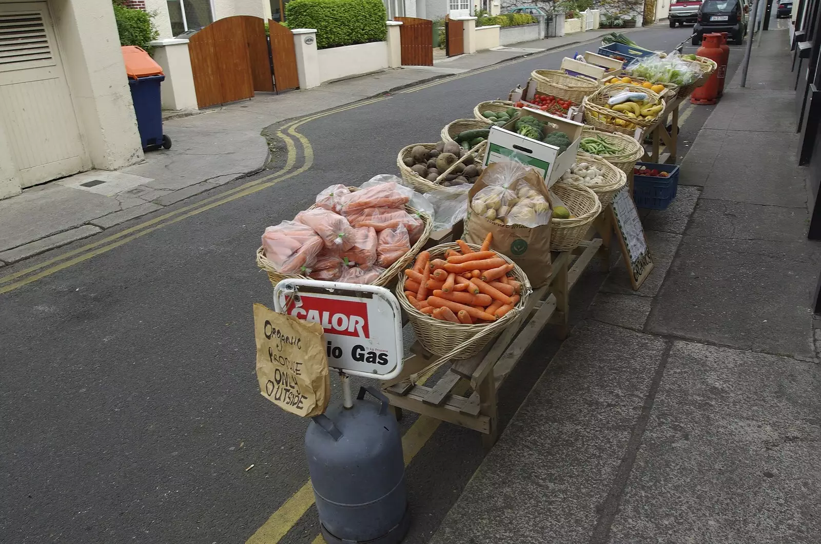 Ad-hoc tables of vegetables in Dalkey, from Apple Pressing, and Isobel's 30th in Blackrock, Dublin, Ireland - 2nd November 2007