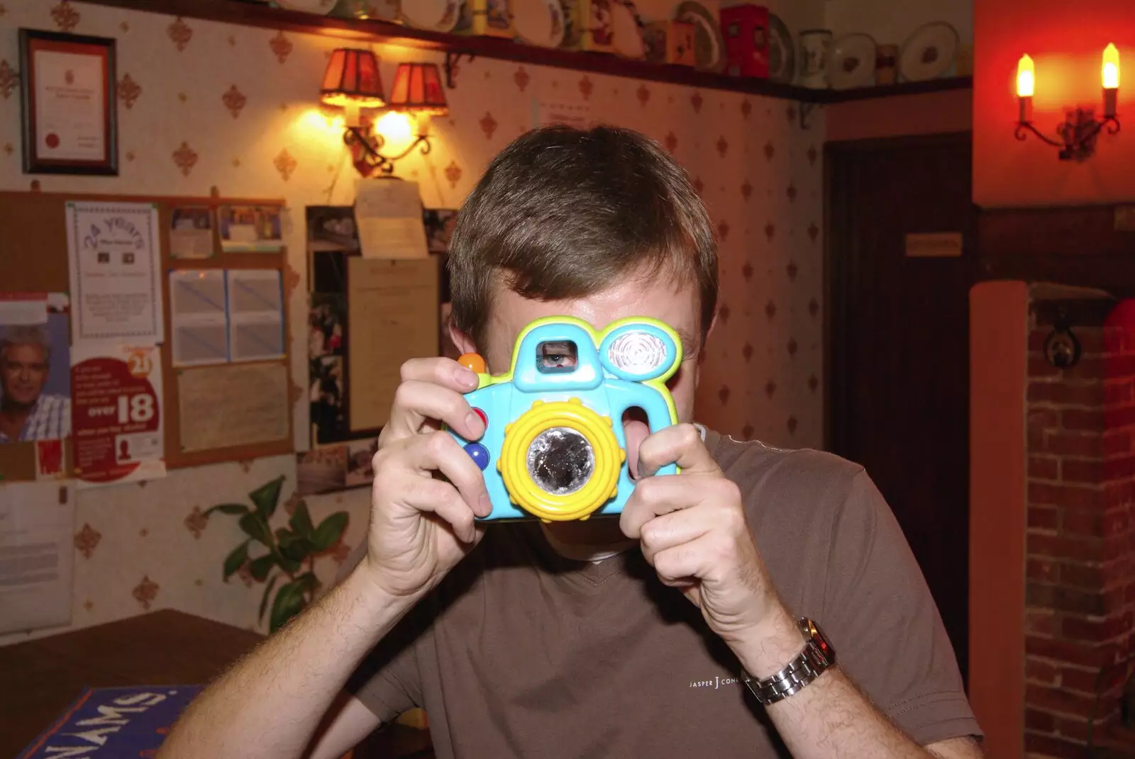 Nosher is spotted with an alternative camera, from The Boy Phil Leaves, Swan Inn, Brome, Suffolk - 4th November 2007