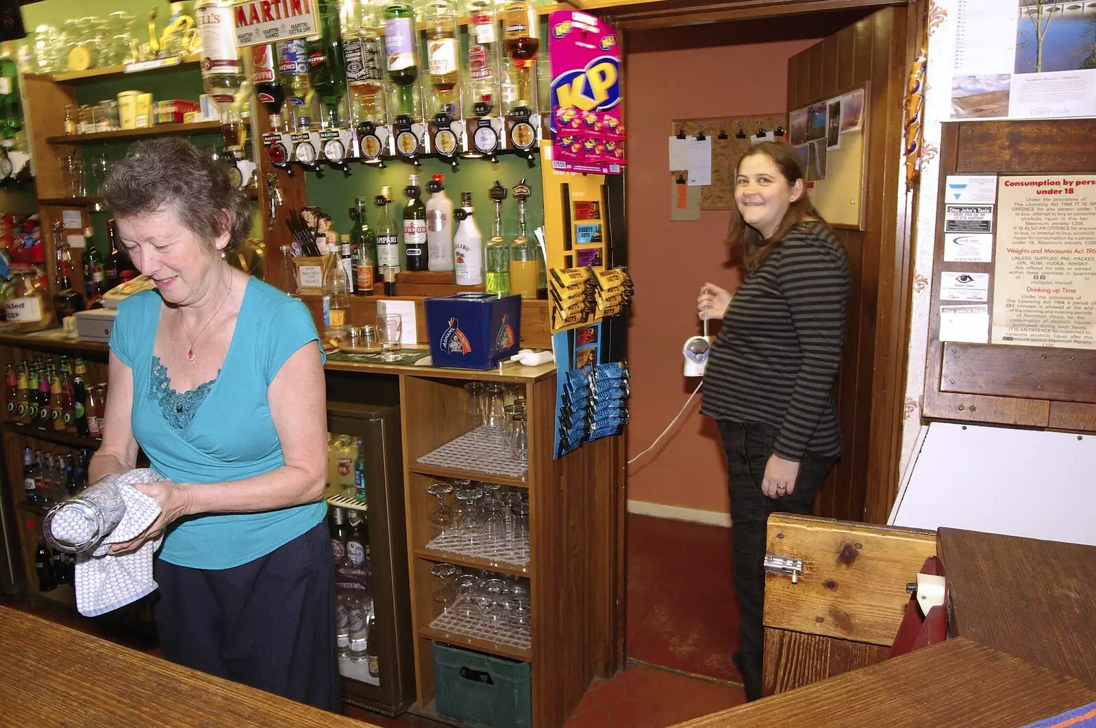 Claire checks the baby monitor, from The Boy Phil Leaves, Swan Inn, Brome, Suffolk - 4th November 2007