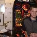 The Boy Phil leans on the fruit machine, The Boy Phil Leaves, Swan Inn, Brome, Suffolk - 4th November 2007