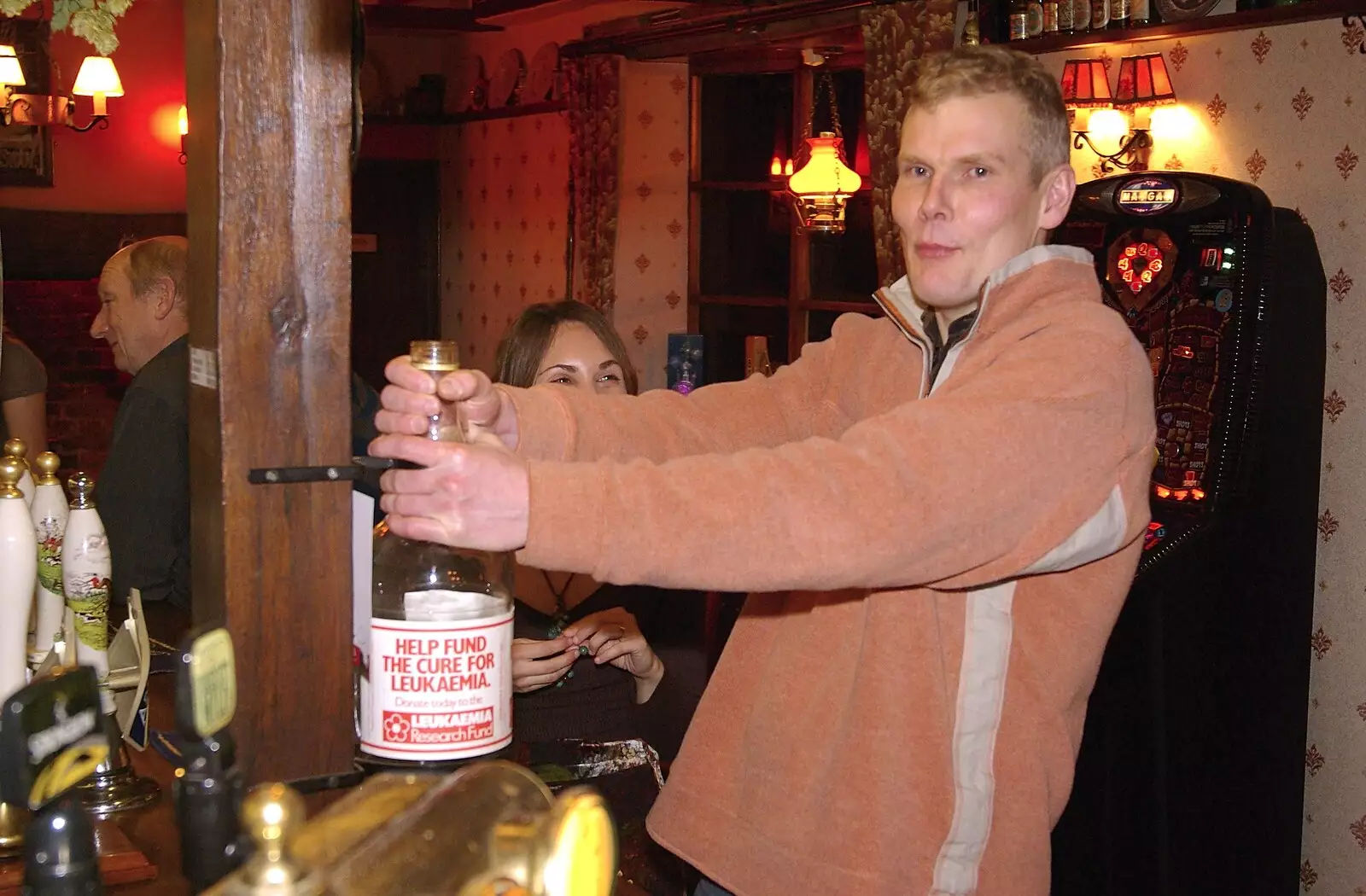 Bill grabs at a bottle, from Jen's Party and The Swan Inn's 24th, Brome, Suffolk - 10th November 2007