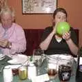 Isobel blows a balloon up, The BSCC Christmas Dinner, Swan Inn, Brome, Suffolk - 8th December 2007