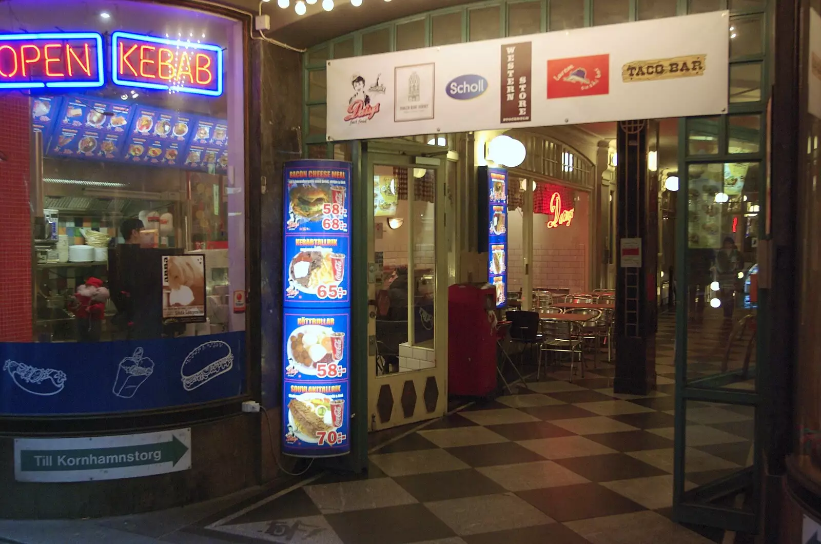 There's some neon  and fast food, from Gamla Stan, Stockholm, Sweden - 15th December 2007