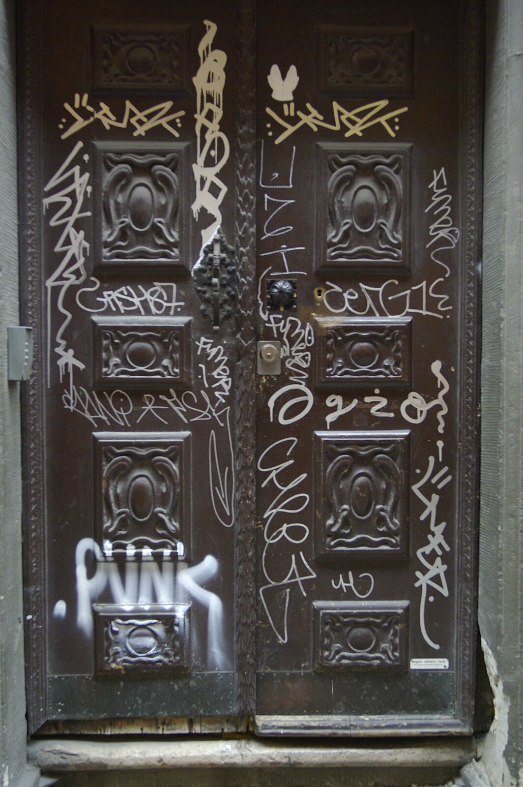 A graffiti'd door from Gamla Stan, Stockholm, Sweden - 15th December 2007