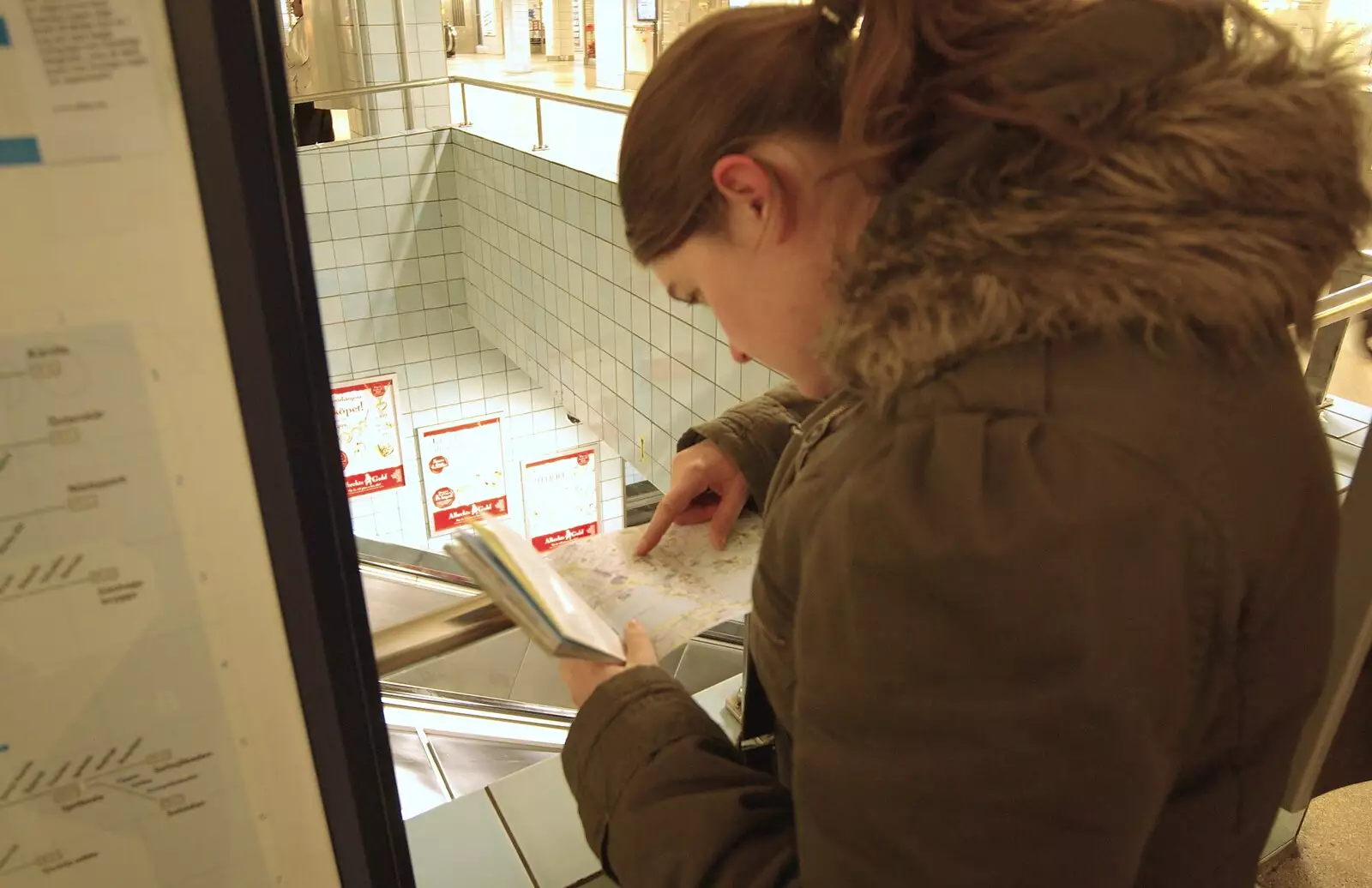 In the underground station, we check directions, from Gamla Stan, Stockholm, Sweden - 15th December 2007