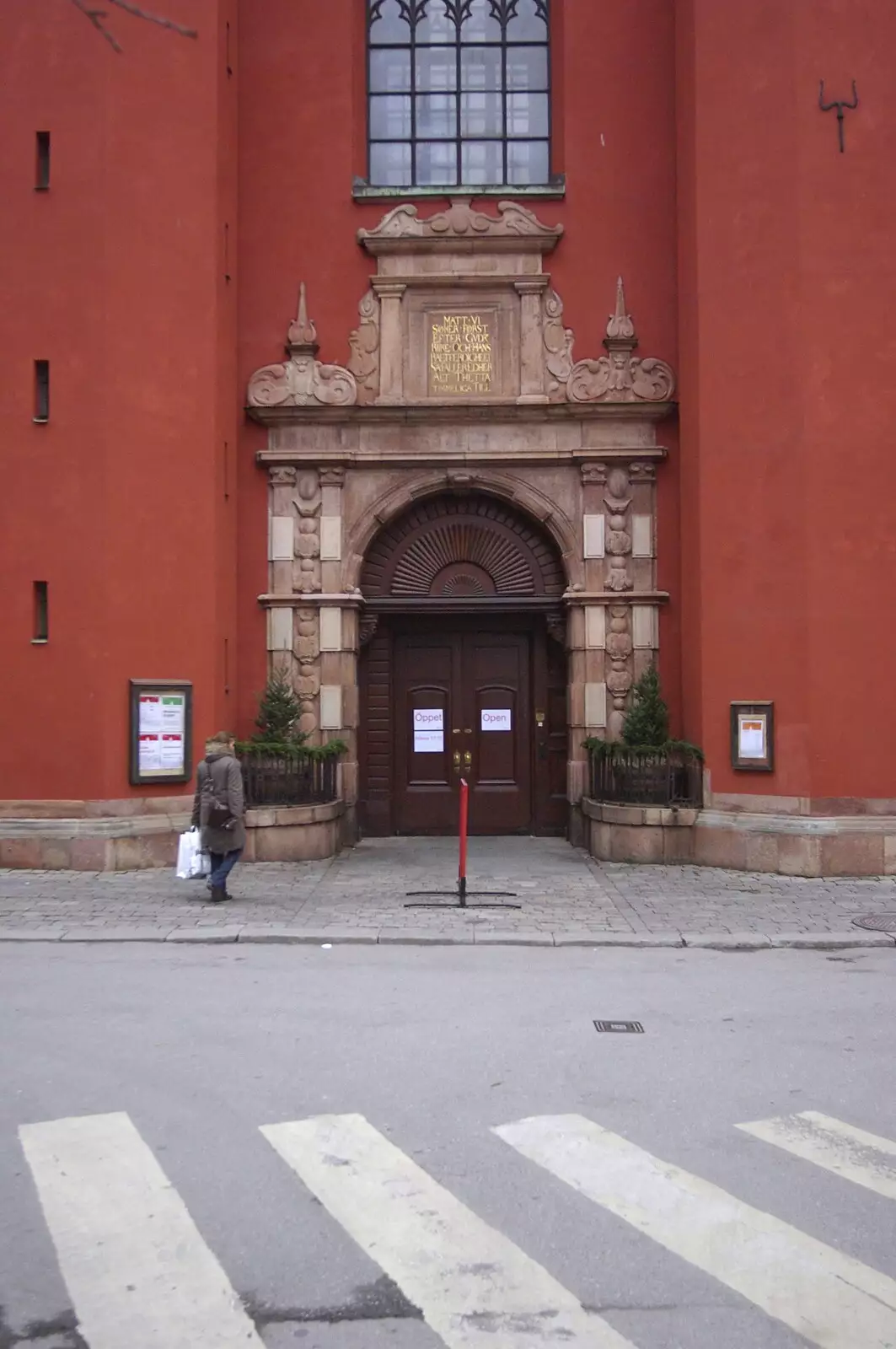 Isobel mills around outside the church, from Gamla Stan, Stockholm, Sweden - 15th December 2007