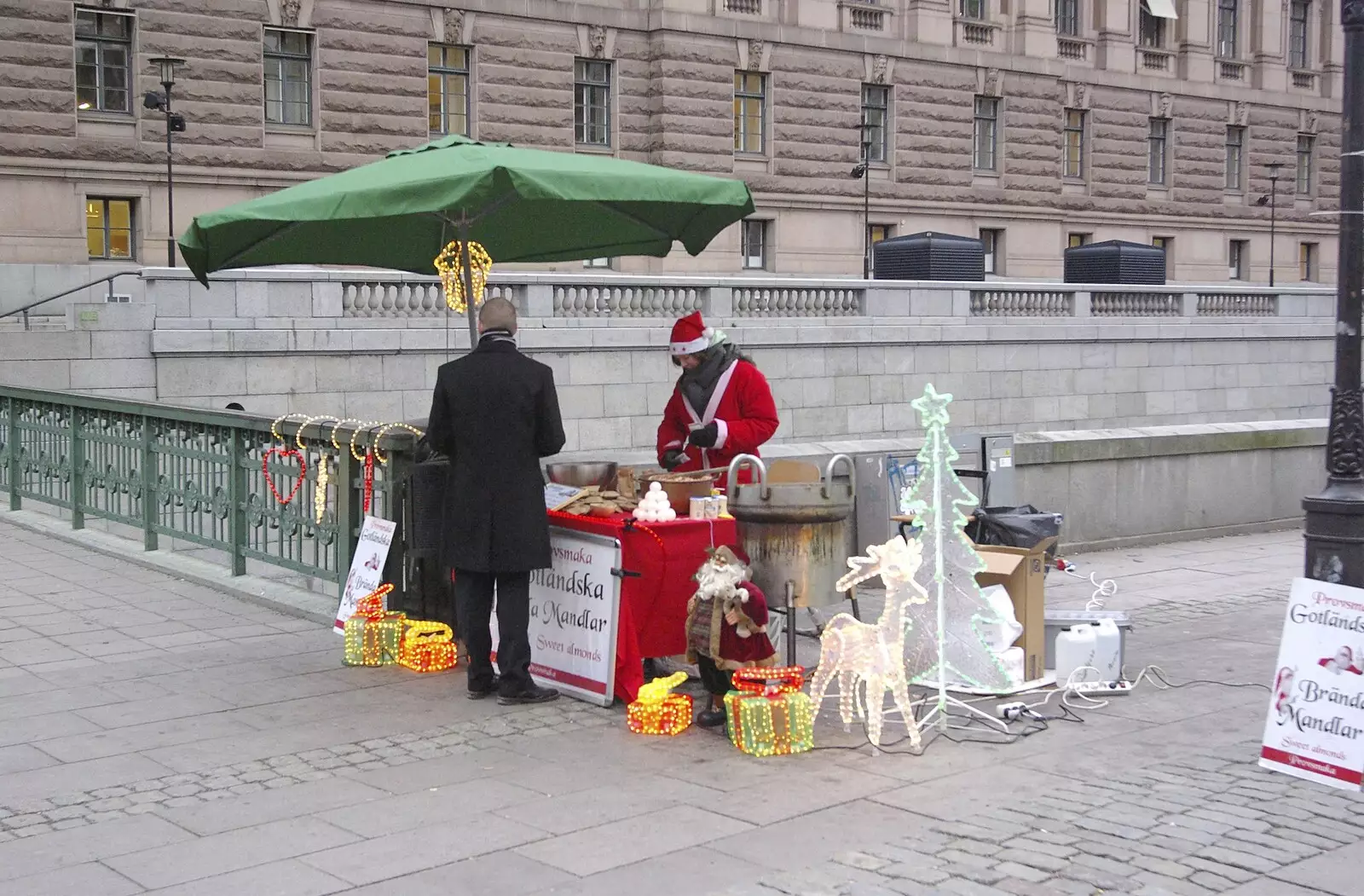 The Christmas stall has a lit-up reindeer, from Gamla Stan, Stockholm, Sweden - 15th December 2007