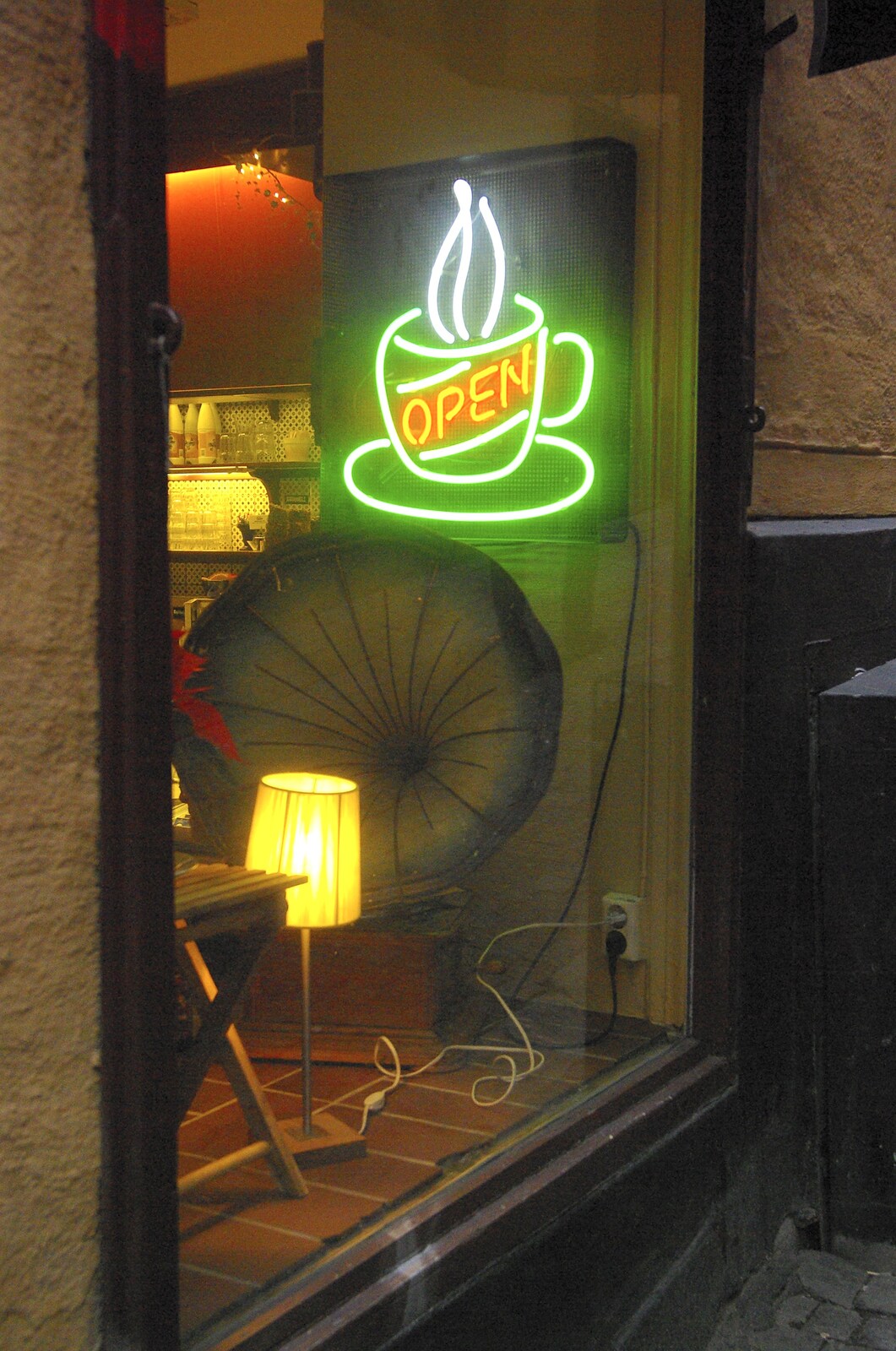 Old gramophone and neon sign, Gamla Stan from Gamla Stan, Stockholm, Sweden - 15th December 2007