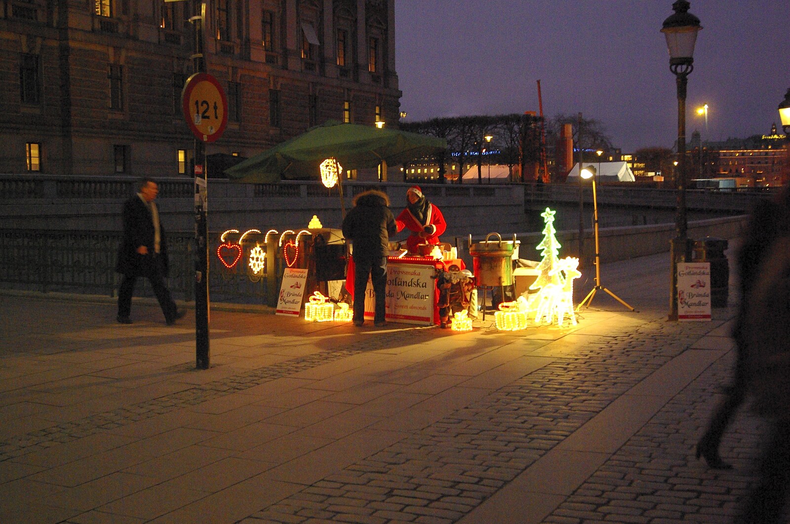 The Christmas stall in the dark from Gamla Stan, Stockholm, Sweden - 15th December 2007