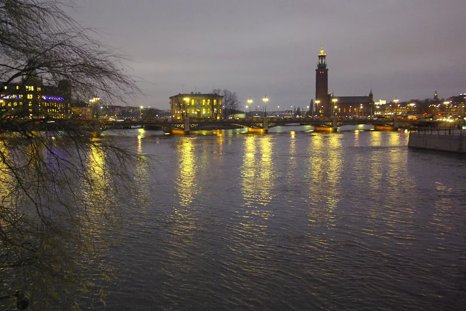 Looking over the water towards the Stadshuset, from Gamla Stan, Stockholm, Sweden - 15th December 2007