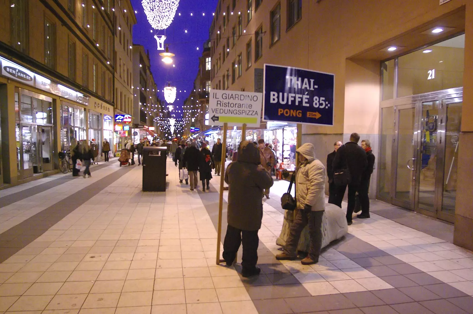 The shopping street in the dusk, from Gamla Stan, Stockholm, Sweden - 15th December 2007