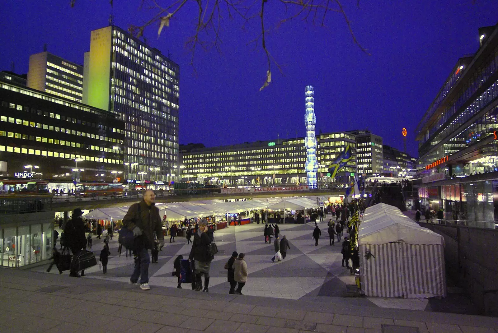 City lights, and Christmas market, from Gamla Stan, Stockholm, Sweden - 15th December 2007