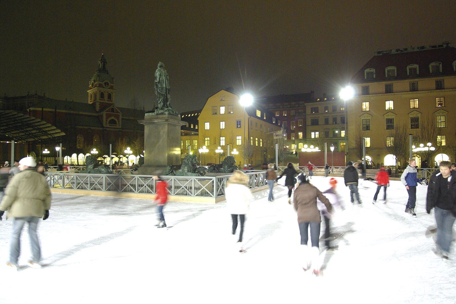 A temporary ice-rink at the Christmas market from Gamla Stan, Stockholm, Sweden - 15th December 2007